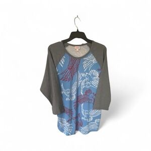 Lularoe Randy shirt 3XL NWT red white blue Eagle Print 3/4 Sleeve LR